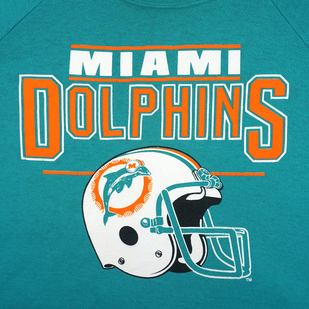 NFL (Garan, Inc) - Miami Dolphins Helmet Crew Neck Sweatshirt 1990s X-Large Vintage Retro Football