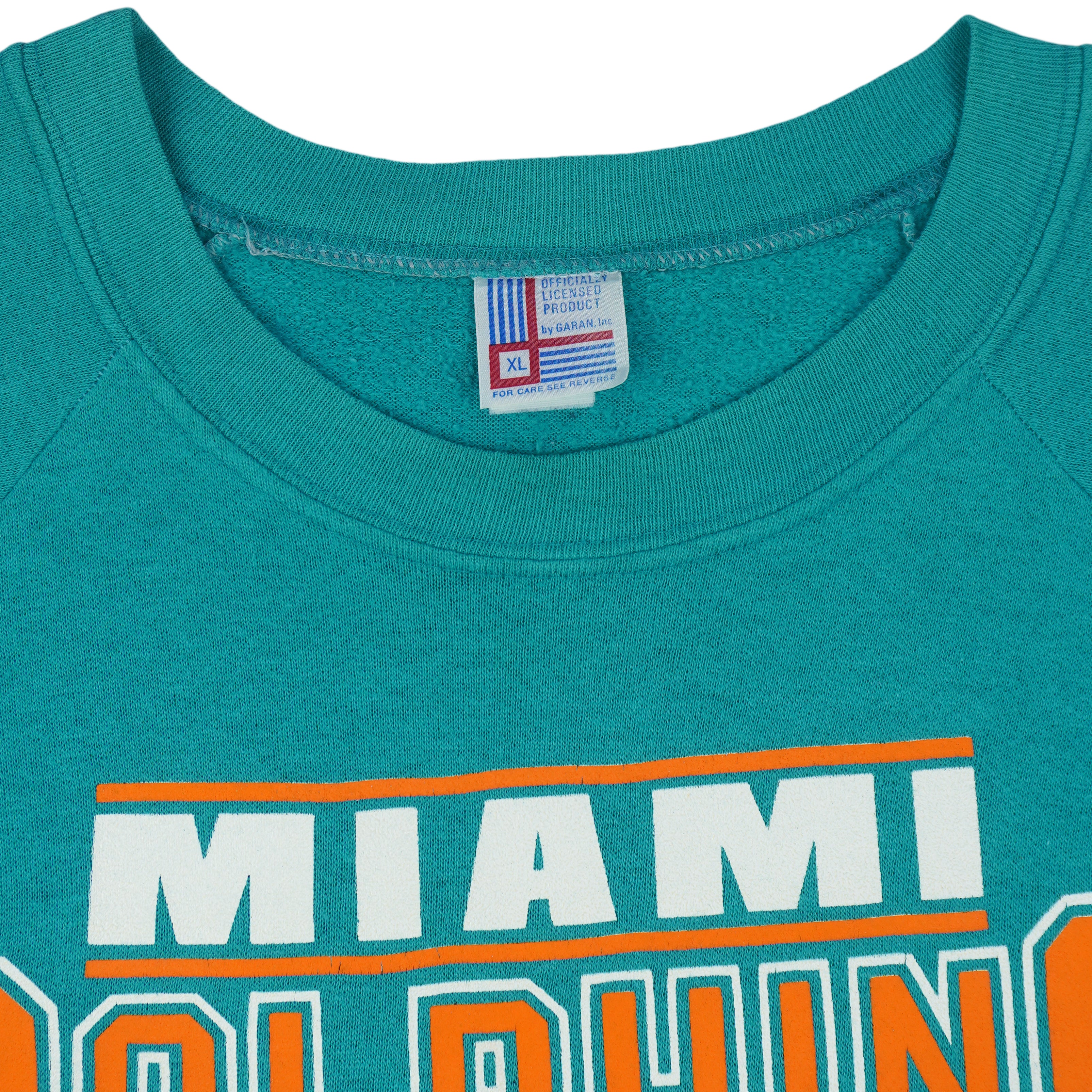 NFL (Garan, Inc) - Miami Dolphins Helmet Crew Neck Sweatshirt 1990s X-Large Vintage Retro Football