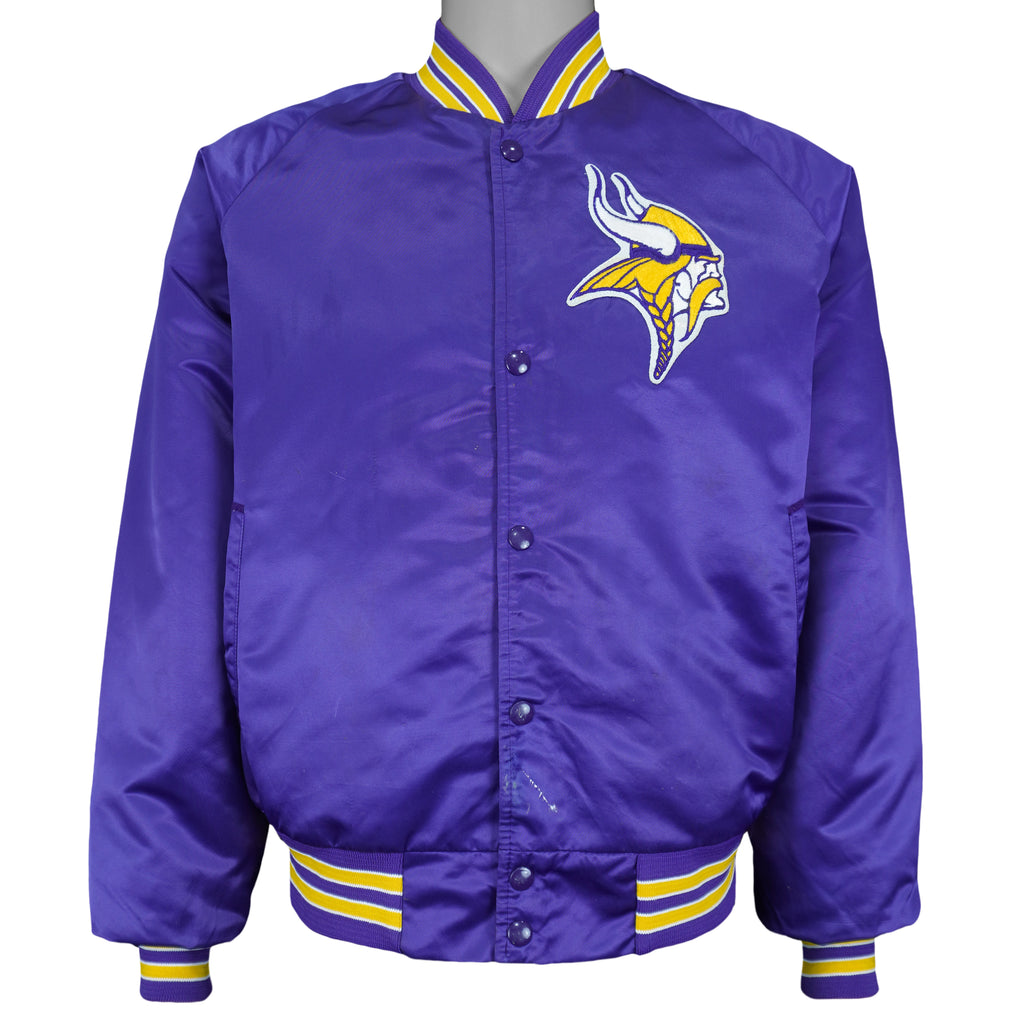 NFL (Chalk Line) - Minnesota Vikings Button-Up Satin Jackets 1990s Medium Vintage Retro Football