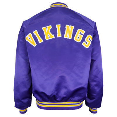 NFL (Chalk Line) - Minnesota Vikings Button-Up Satin Jackets 1990s Medium