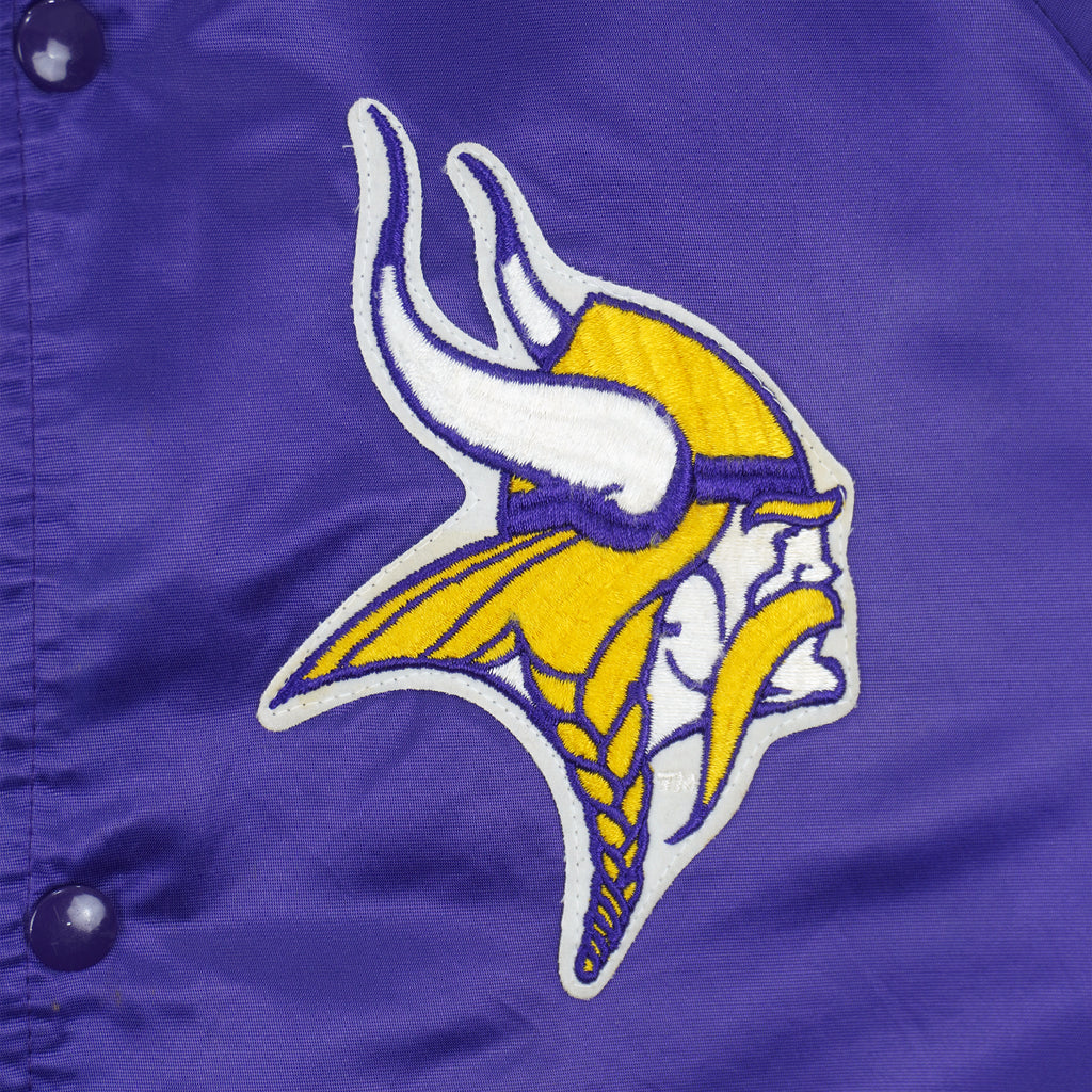 NFL (Chalk Line) - Minnesota Vikings Button-Up Satin Jackets 1990s Medium Vintage Retro Football