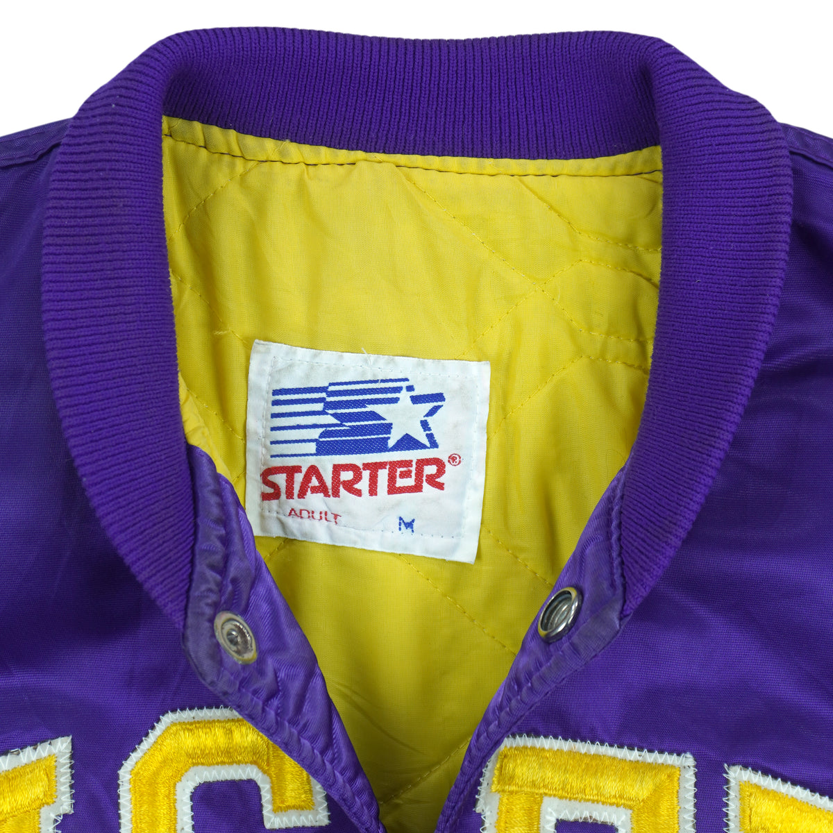 Starter - Louisiana State University LSU Tigers Satin Jacket 1990s Medium Vintage Retro