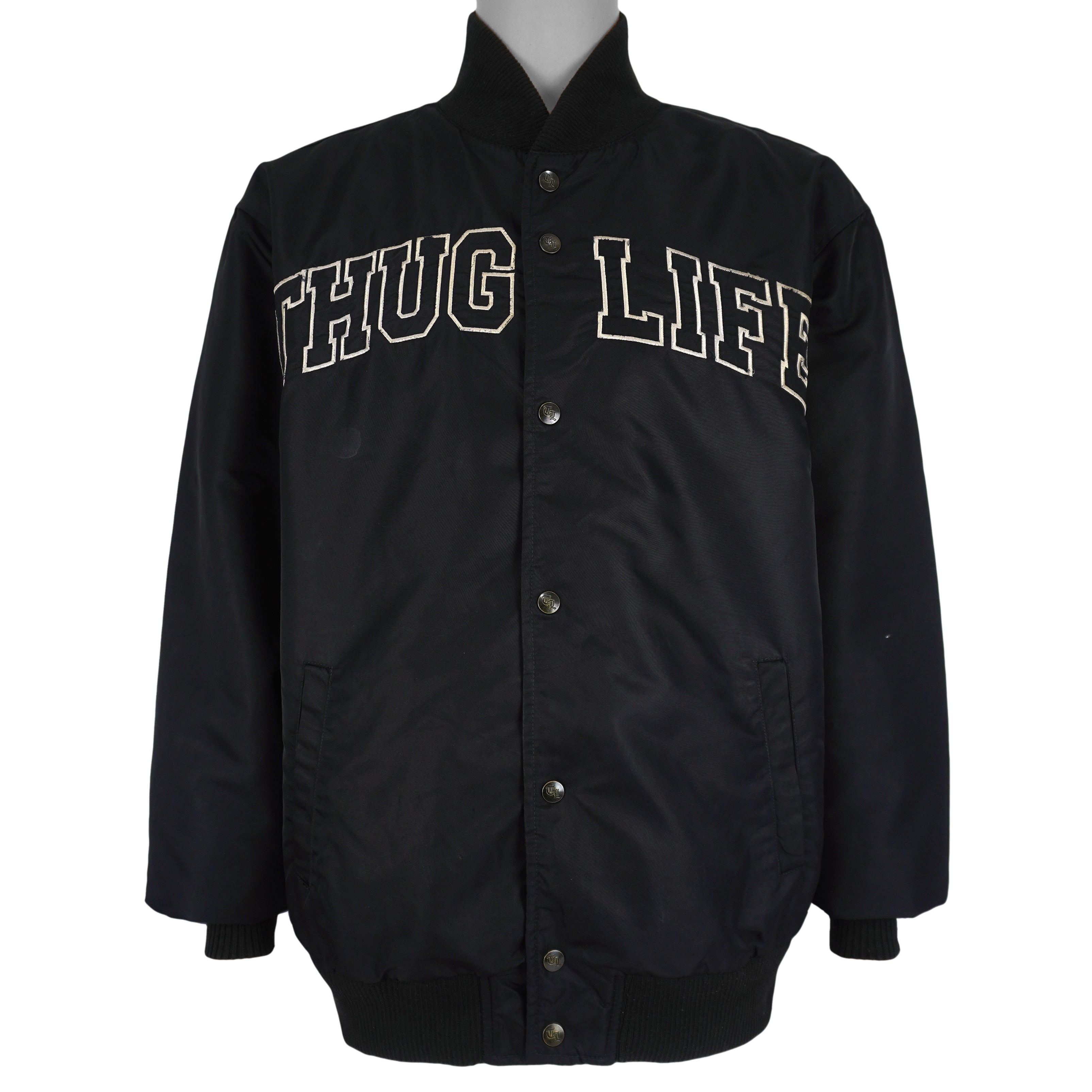 Vintage - Thug Life Button-Up Satin Jacket 1990s Large Vintage Retro