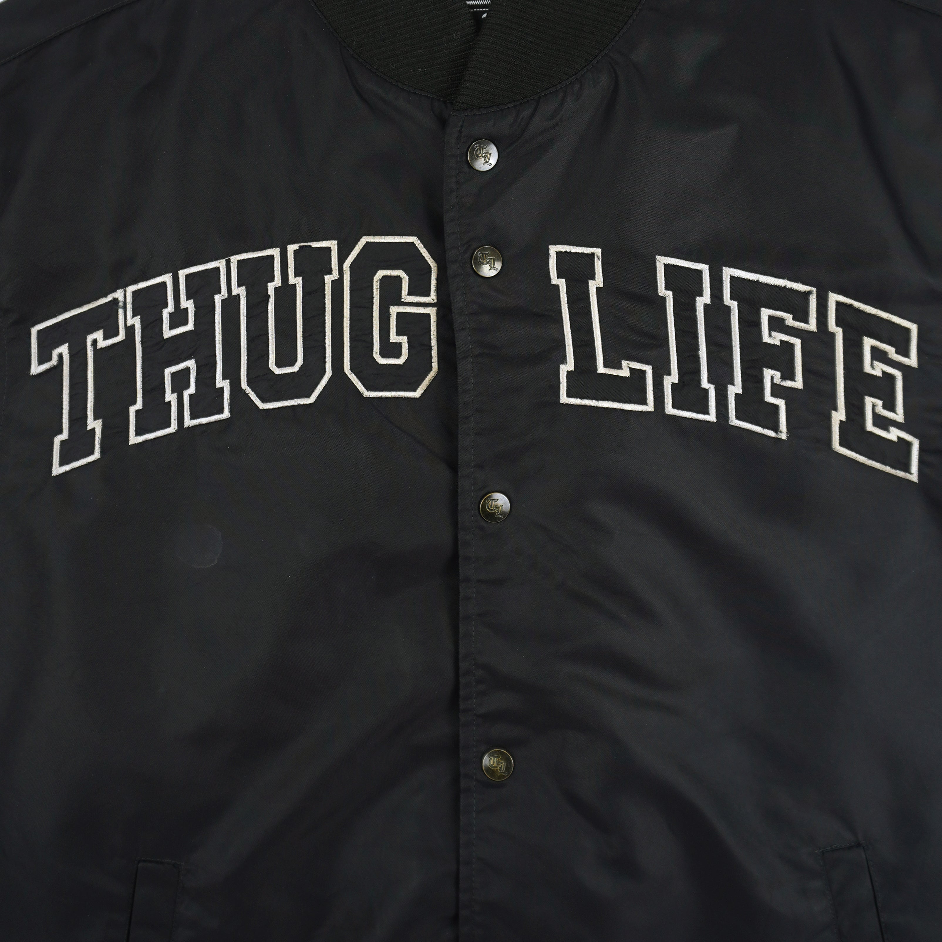 Vintage - Thug Life Button-Up Satin Jacket 1990s Large Vintage Retro