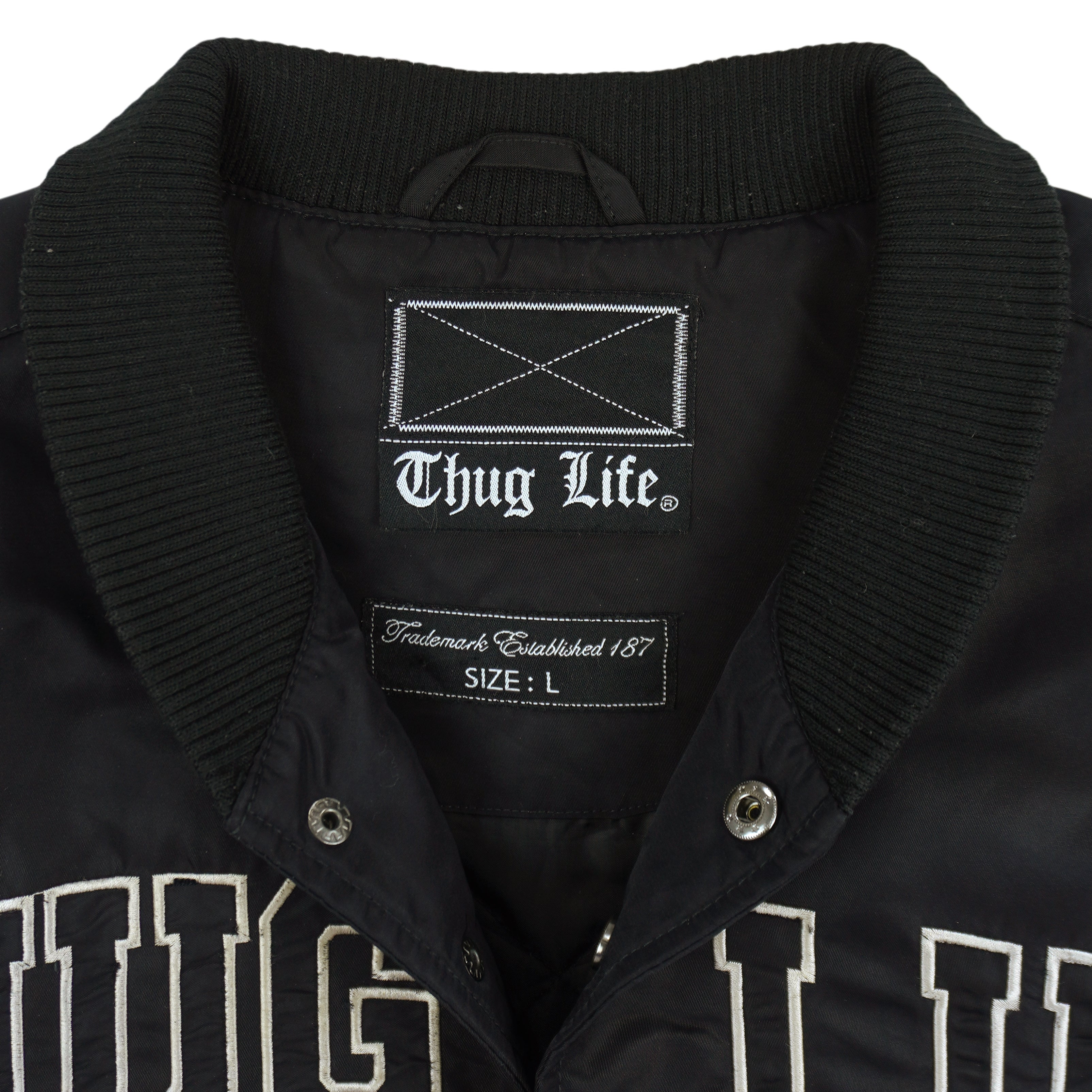 Vintage - Thug Life Button-Up Satin Jacket 1990s Large Vintage Retro