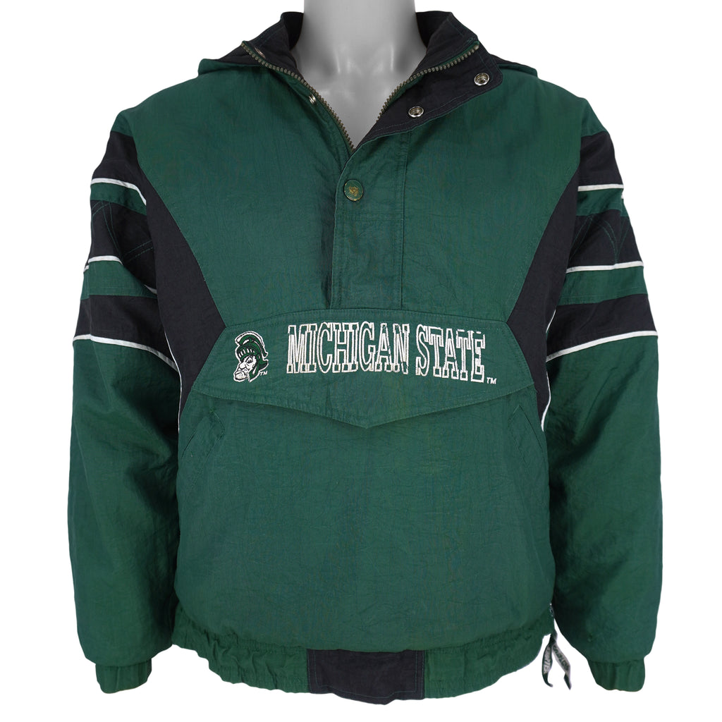 Starter - NCAA Michigan State Spartans Hooded Jacket 1990s Large Vintage Retro