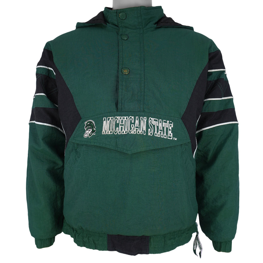 Starter - NCAA Michigan State Spartans Hooded Jacket 1990s Large Vintage Retro