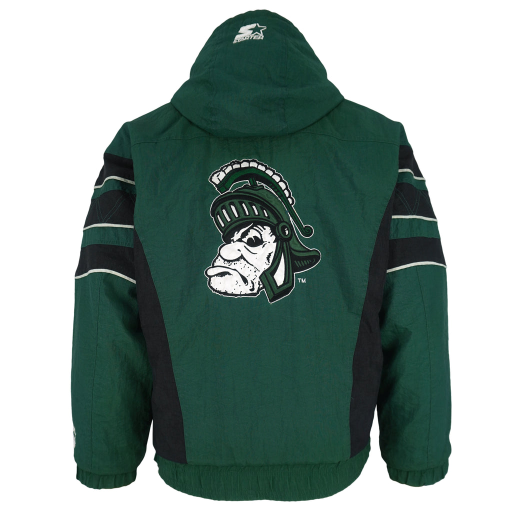 Starter - NCAA Michigan State Spartans Hooded Jacket 1990s Large Vintage Retro