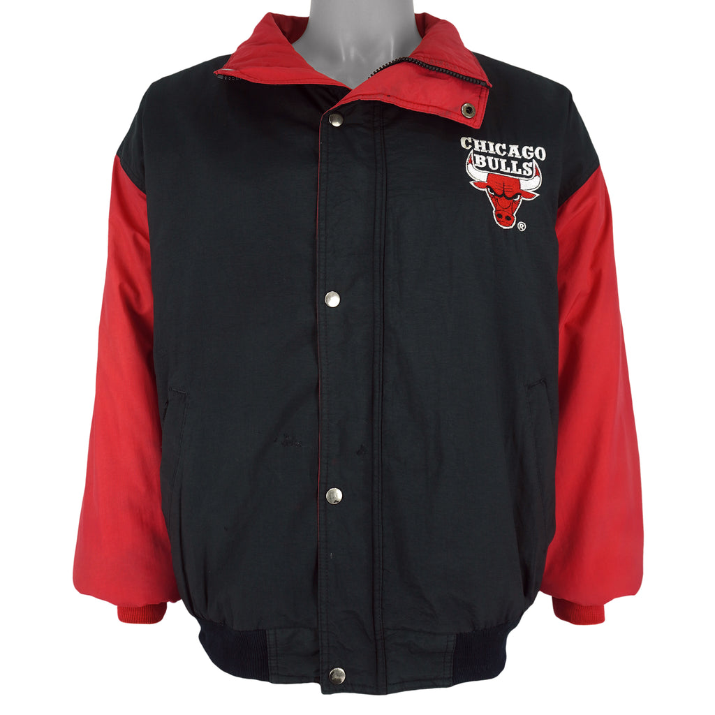 NBA (Competitor) - Chicago Bulls Zip & Button Up Windbreaker 1990s X-Large Vintage Retro Basketball