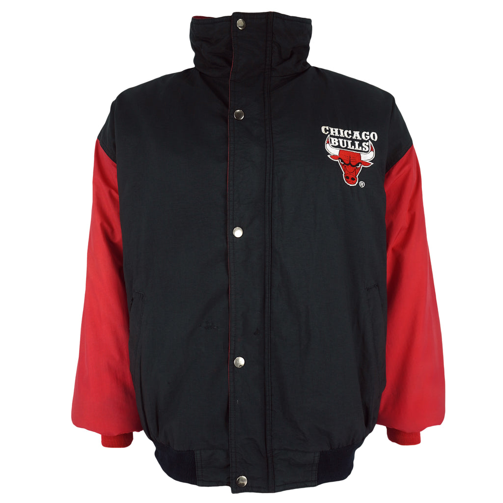 NBA (Competitor) - Chicago Bulls Zip & Button Up Windbreaker 1990s X-Large Vintage Retro Basketball