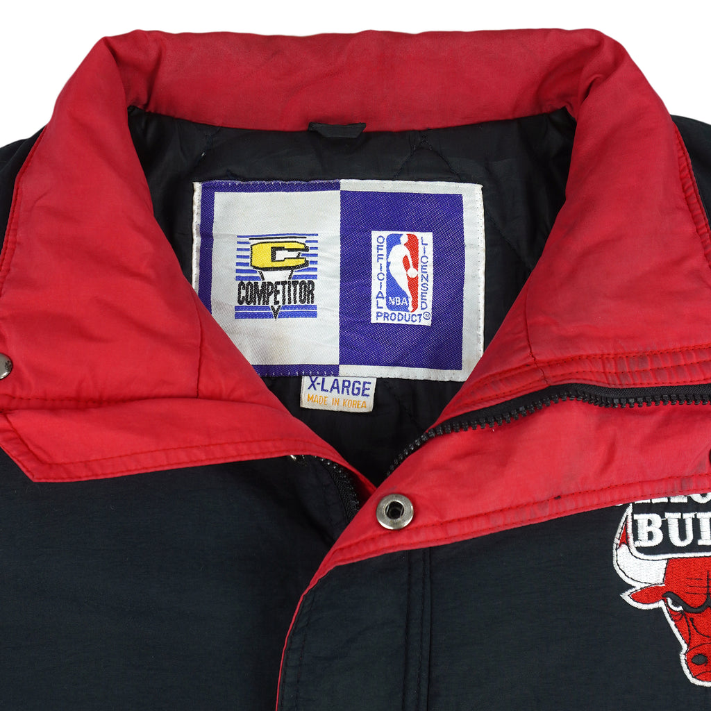 NBA (Competitor) - Chicago Bulls Zip & Button Up Windbreaker 1990s X-Large Vintage Retro Basketball