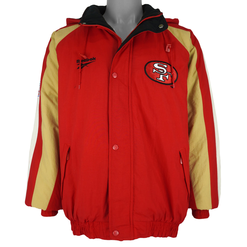 Reebok - Red & Gold San Francisco 49ers Puffer Jacket 1990s Large Vintage Retro Football
