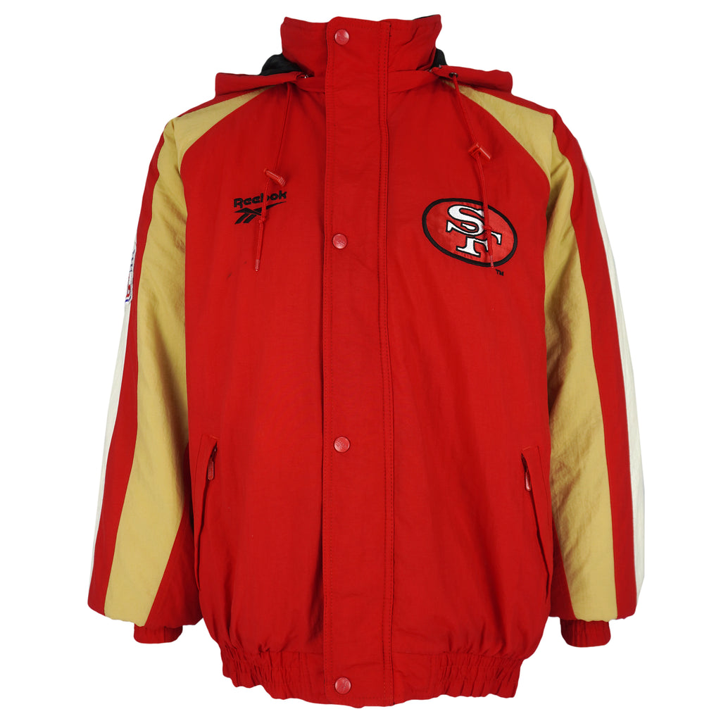 Reebok - Red & Gold San Francisco 49ers Puffer Jacket 1990s Large Vintage Retro Football