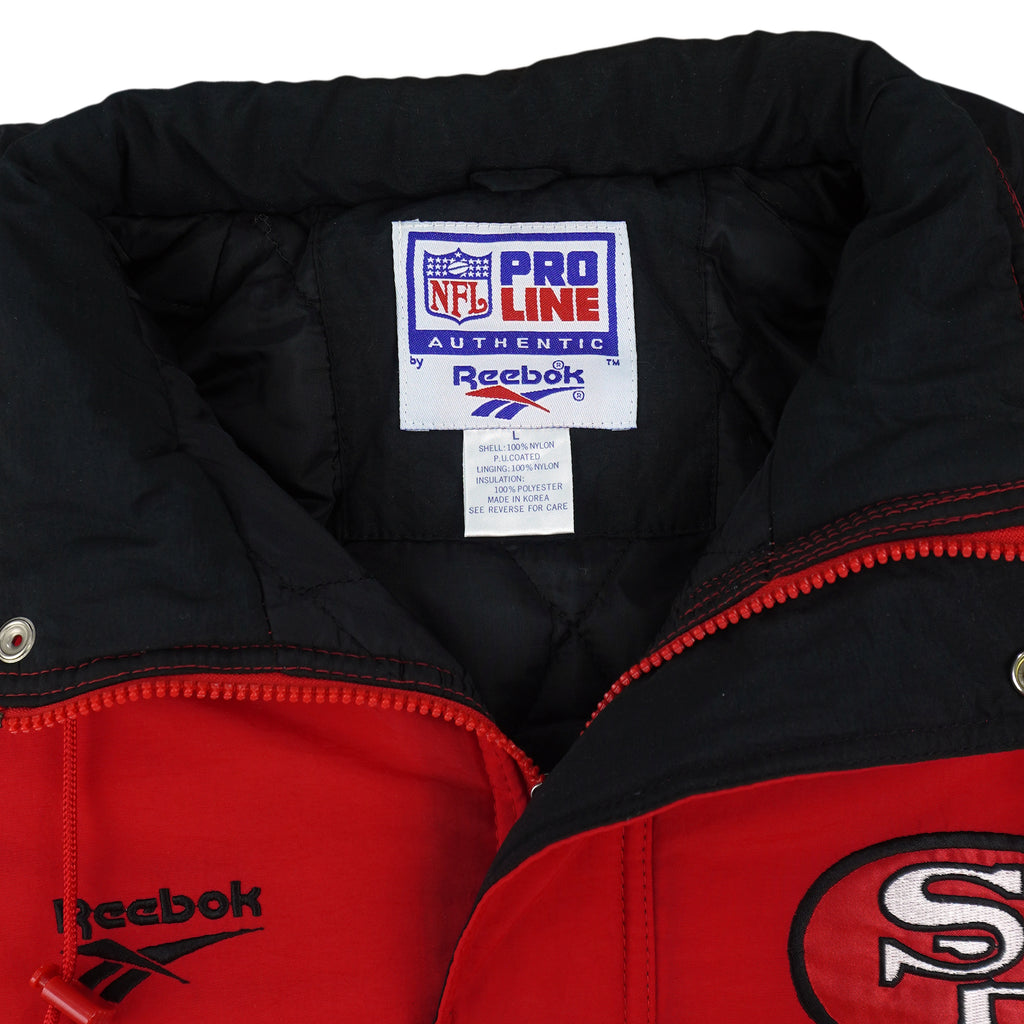 Reebok - Red & Gold San Francisco 49ers Puffer Jacket 1990s Large Vintage Retro Football