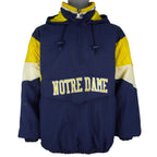 Vintage Starter - Notre Dame Fighting Irish Big Logo Pullover Jacket 1990s Large in blue