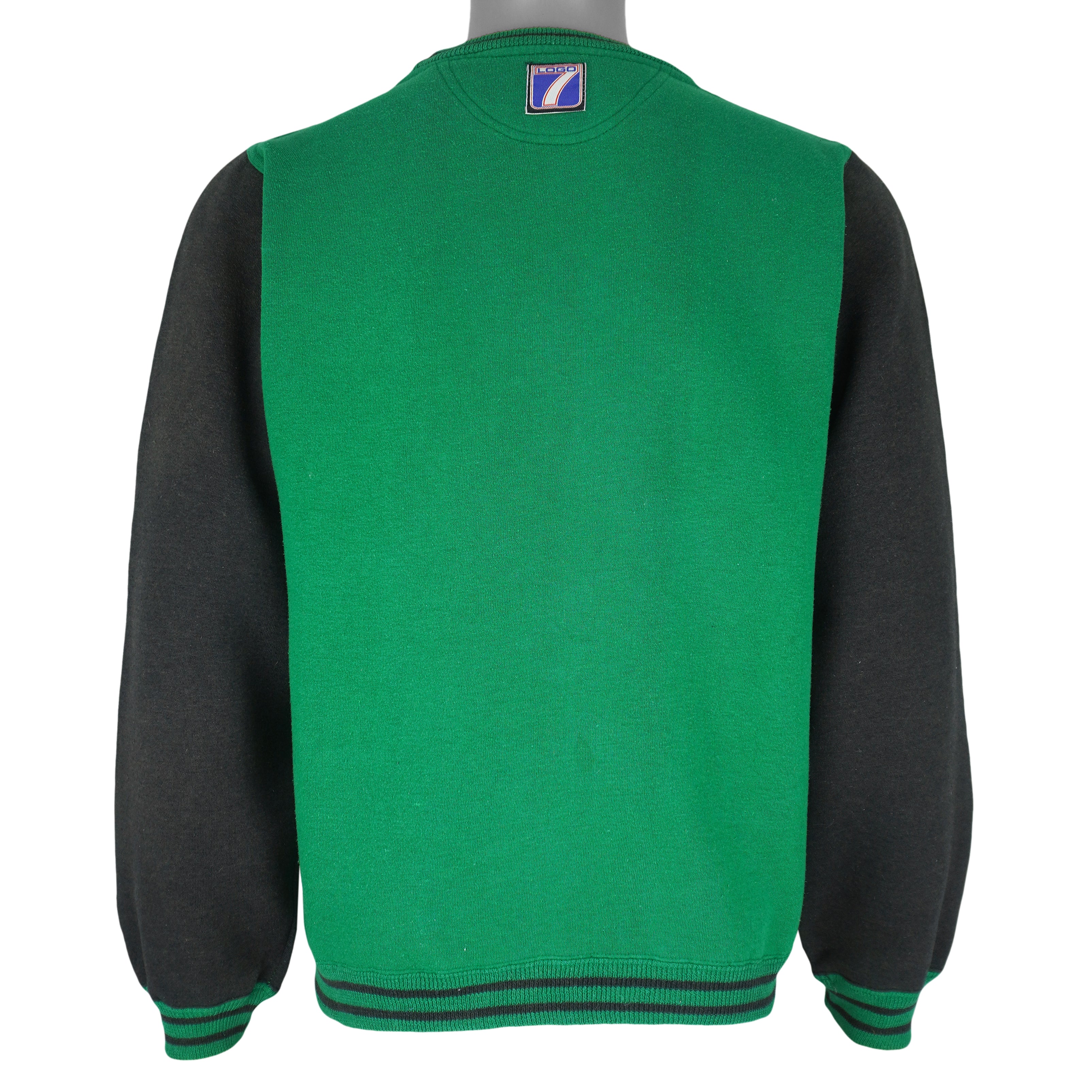 NBA (Logo 7) - Green & Black Dallas Mavericks Crew Neck Sweatshirt 1990s Large Vintage Retro Basketball