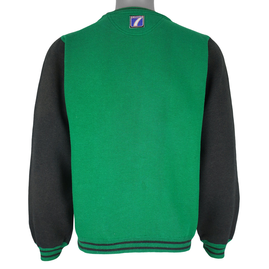 NBA (Logo 7) - Green & Black Dallas Mavericks Crew Neck Sweatshirt 1990s Large Vintage Retro Basketball