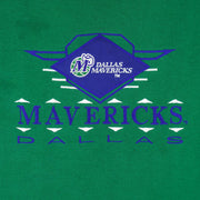 NBA (Logo 7) - Green & Black Dallas Mavericks Crew Neck Sweatshirt 1990s Large Vintage Retro Basketball