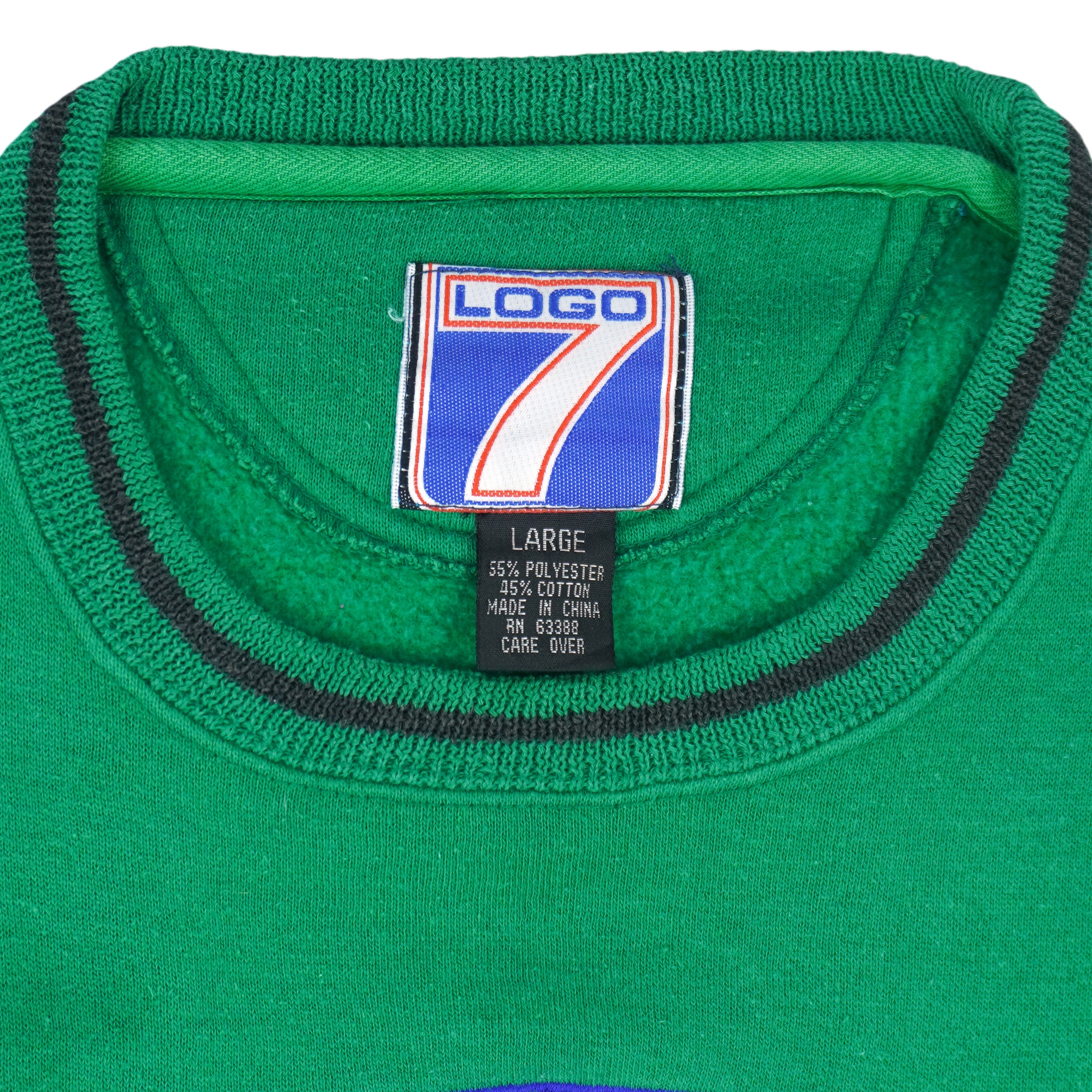 NBA (Logo 7) - Green & Black Dallas Mavericks Crew Neck Sweatshirt 1990s Large Vintage Retro Basketball