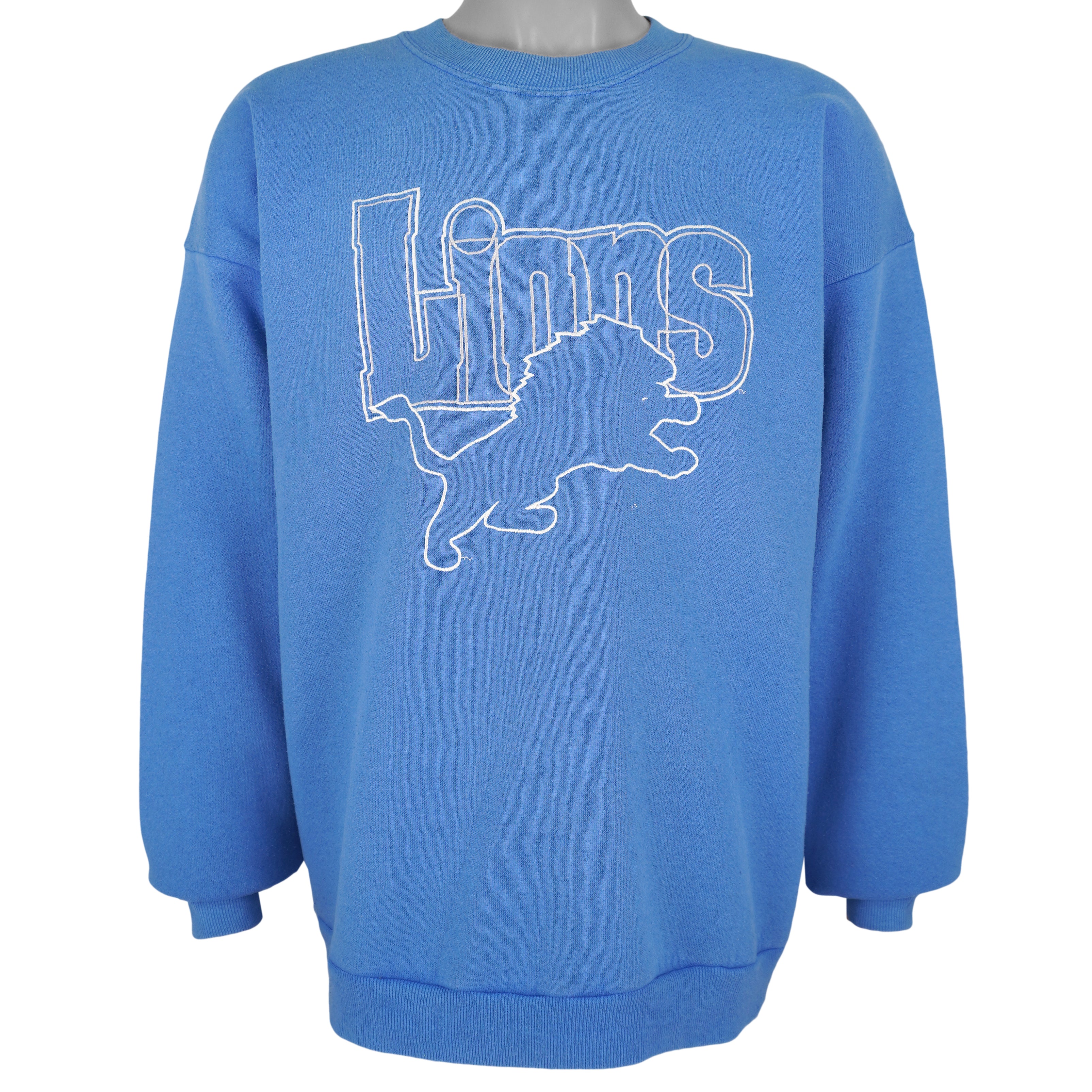 NFL (Artex) - Detroit Lions Embroidered Crew Neck Sweatshirt 1990s X-Large Vintage Retro Football