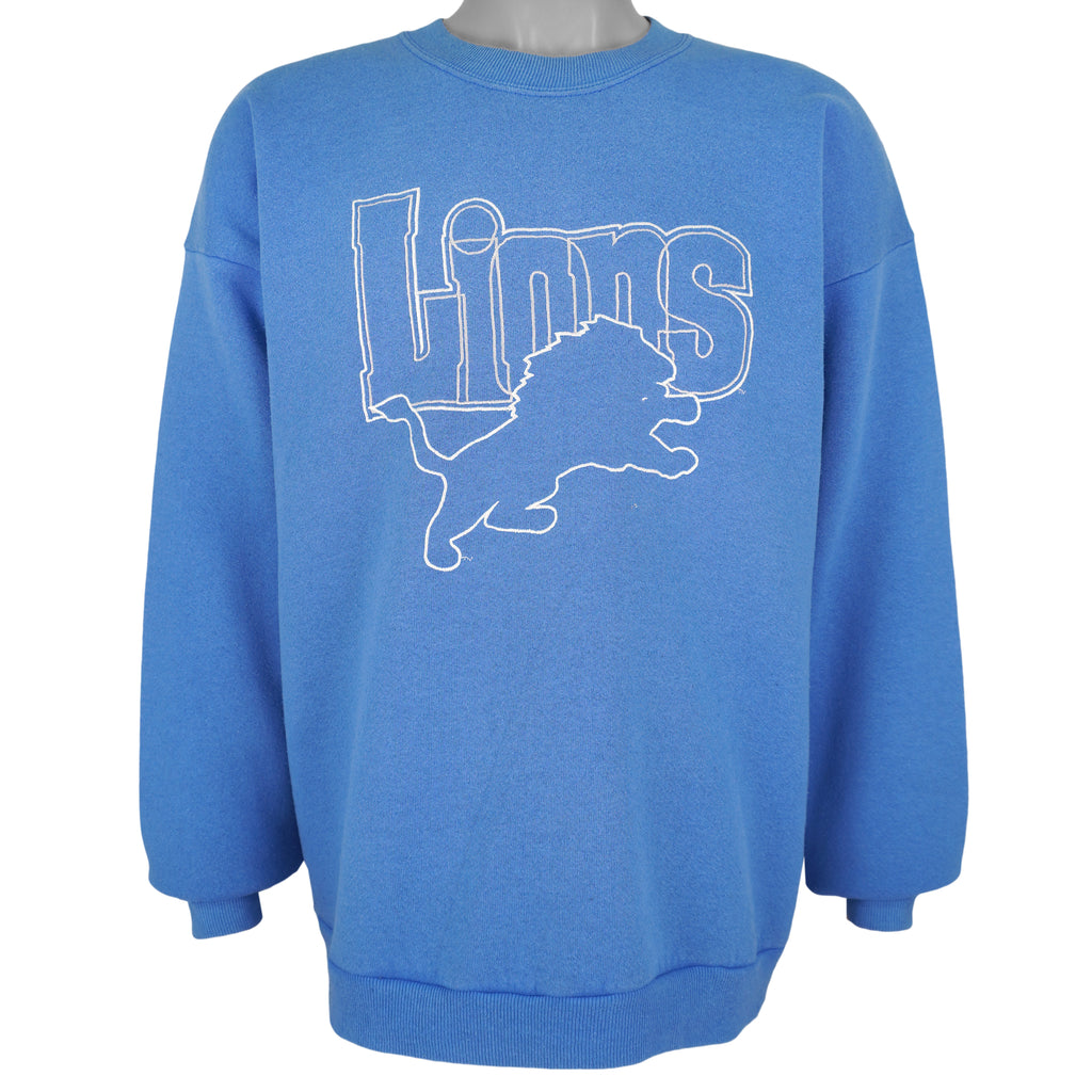 NFL (Artex) - Detroit Lions Embroidered Crew Neck Sweatshirt 1990s X-Large Vintage Retro Football