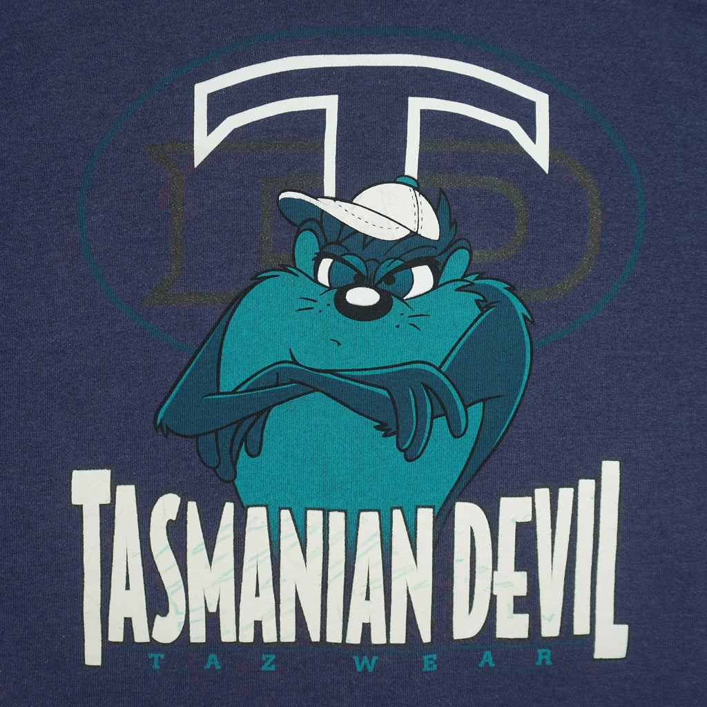 Looney Tunes (H.L.Miller) - Tasmanian Devils Taz Wear Spell-Out Sweatshirt 1990s Large Vintage Retro