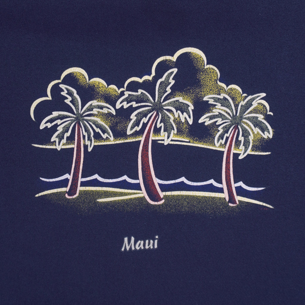Vintage (Team Hanes) - Maui Tropical Palm Tree Crew Neck Sweatshirt 1990s XX-Large Vintage Retro