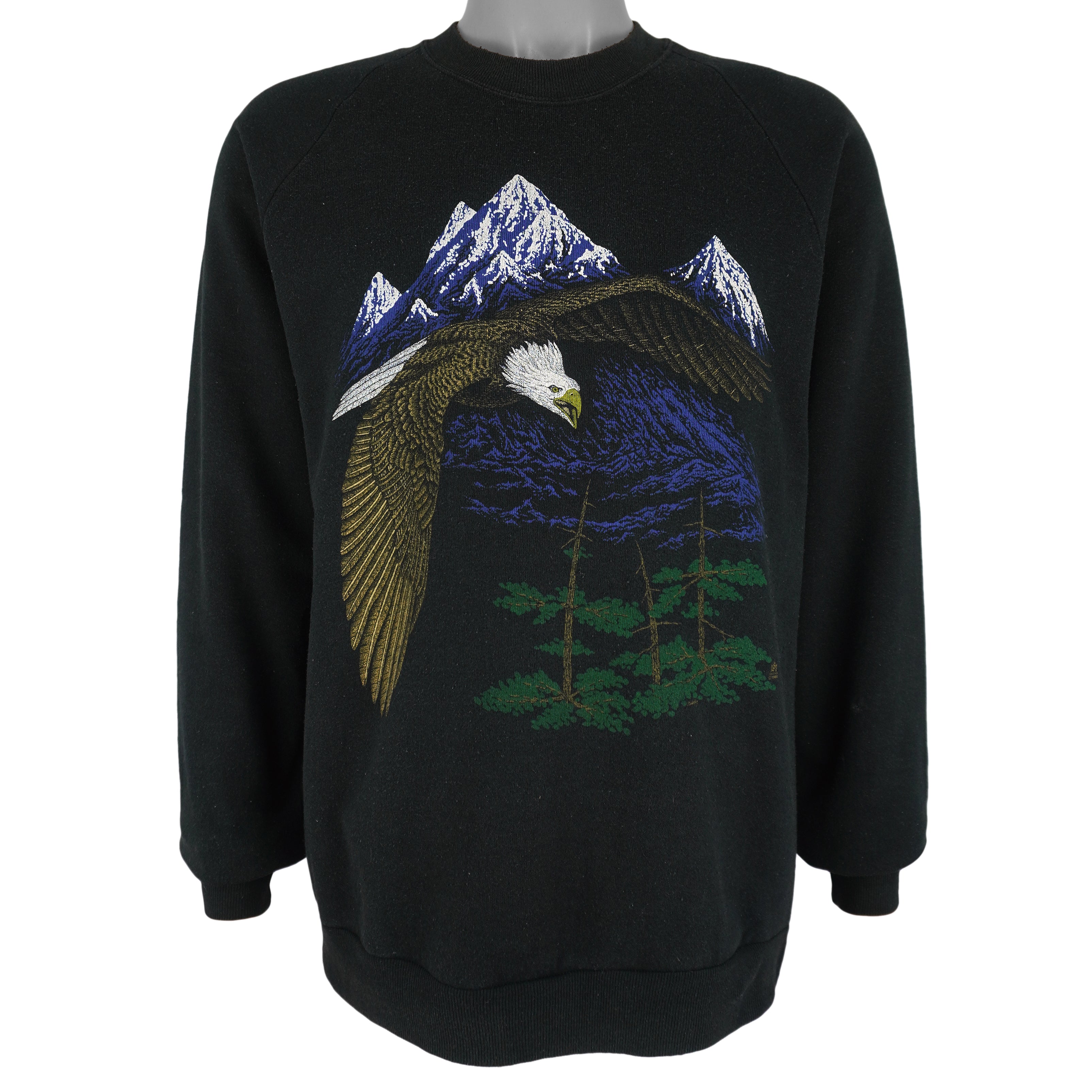 Vintage (Jerzees) - Bald Eagles Mountain Animal Print Sweatshirt 1989 X-Large Vintage Retro