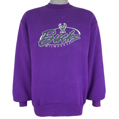 NBA (Pro Player) - Milwaukee Bucks Embroidered Sweatshirt 1990s Large
