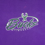 NBA (Pro Player) - Milwaukee Bucks Embroidered Sweatshirt 1990s Large Vintage Retro Baseball