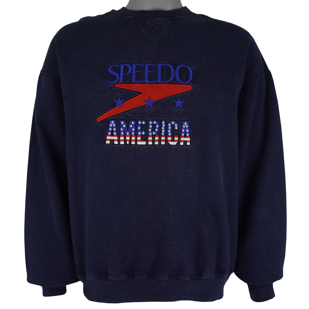 Speedo - America Big Spell-Out Crew Neck Sweatshirt 1996 Large Vintage Retro