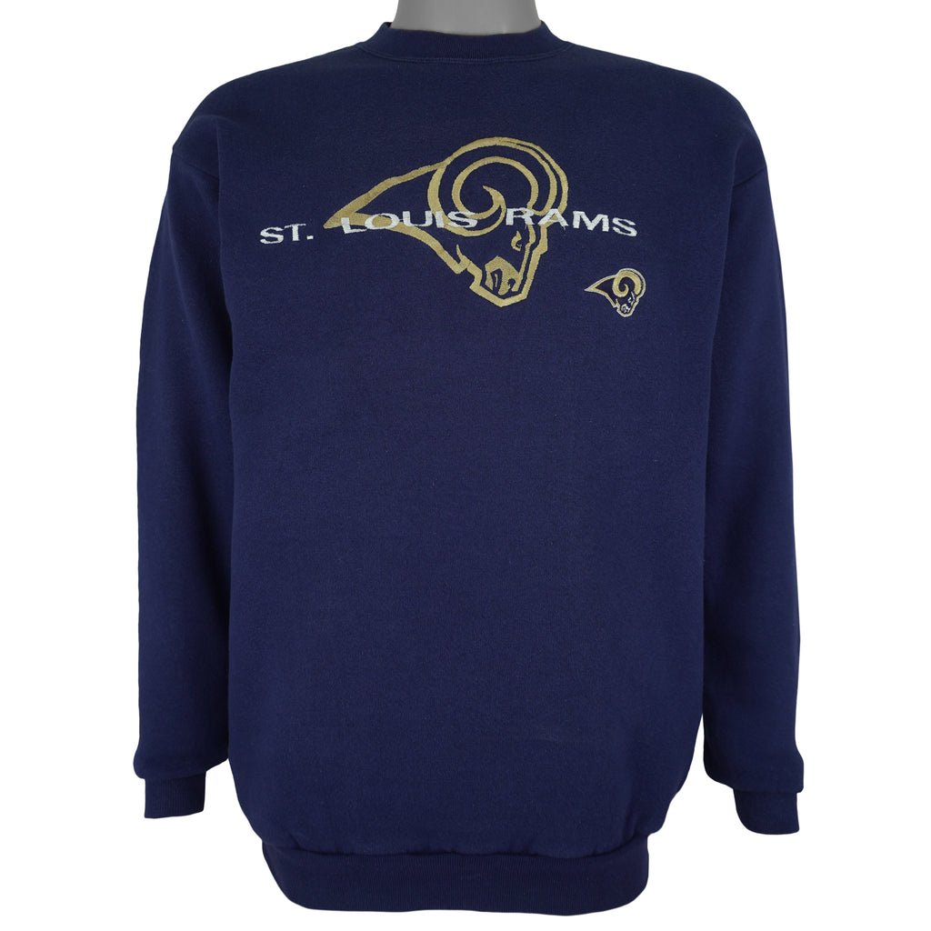 NFL (Logo Athletic) - St. Louis Rams Big Logo Crew Neck Sweatshirt 1990s Medium Vintage Retro Football