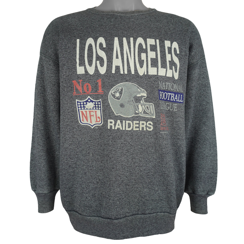 NFL (C.G.W) - Los Angeles Raiders No.1 Crew Neck Sweatshirt 1989 Medium Vintage Retro Football