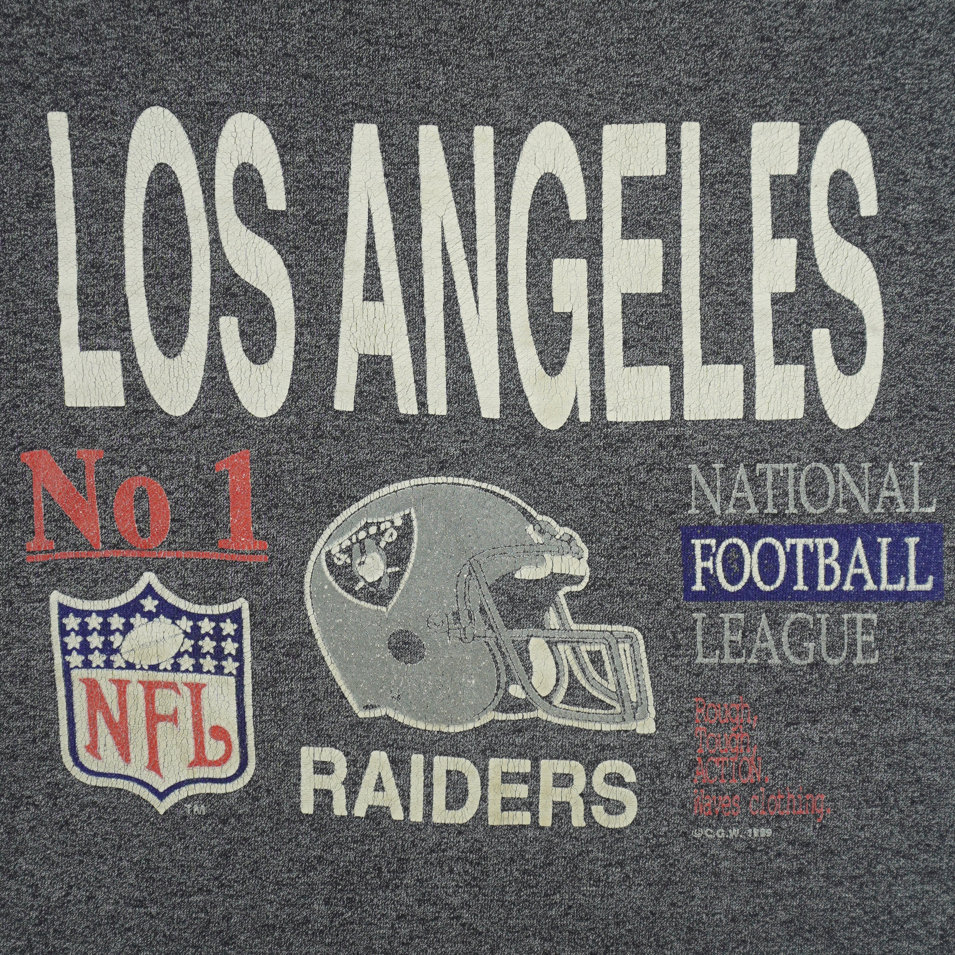 NFL (C.G.W) - Los Angeles Raiders No.1 Crew Neck Sweatshirt 1989 Medium Vintage Retro Football