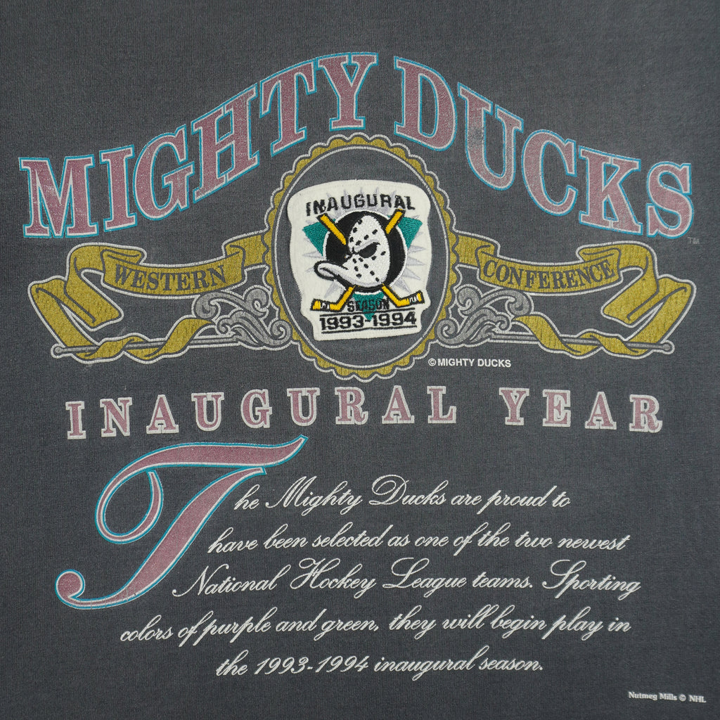 NHL (์Nutmeg) - Anaheim Mighty Ducks, Inaugural Year T-Shirt 1994 XX-Large Vintage Retro Hockey