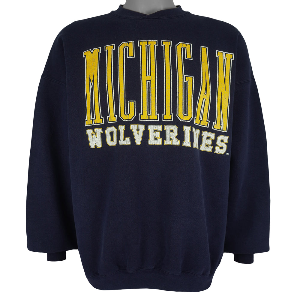 NCAA (Galt Sand) - Michigan Wolverines Go Blue Spell-Out Sweatshirt 1990s Large Vintage Retro
