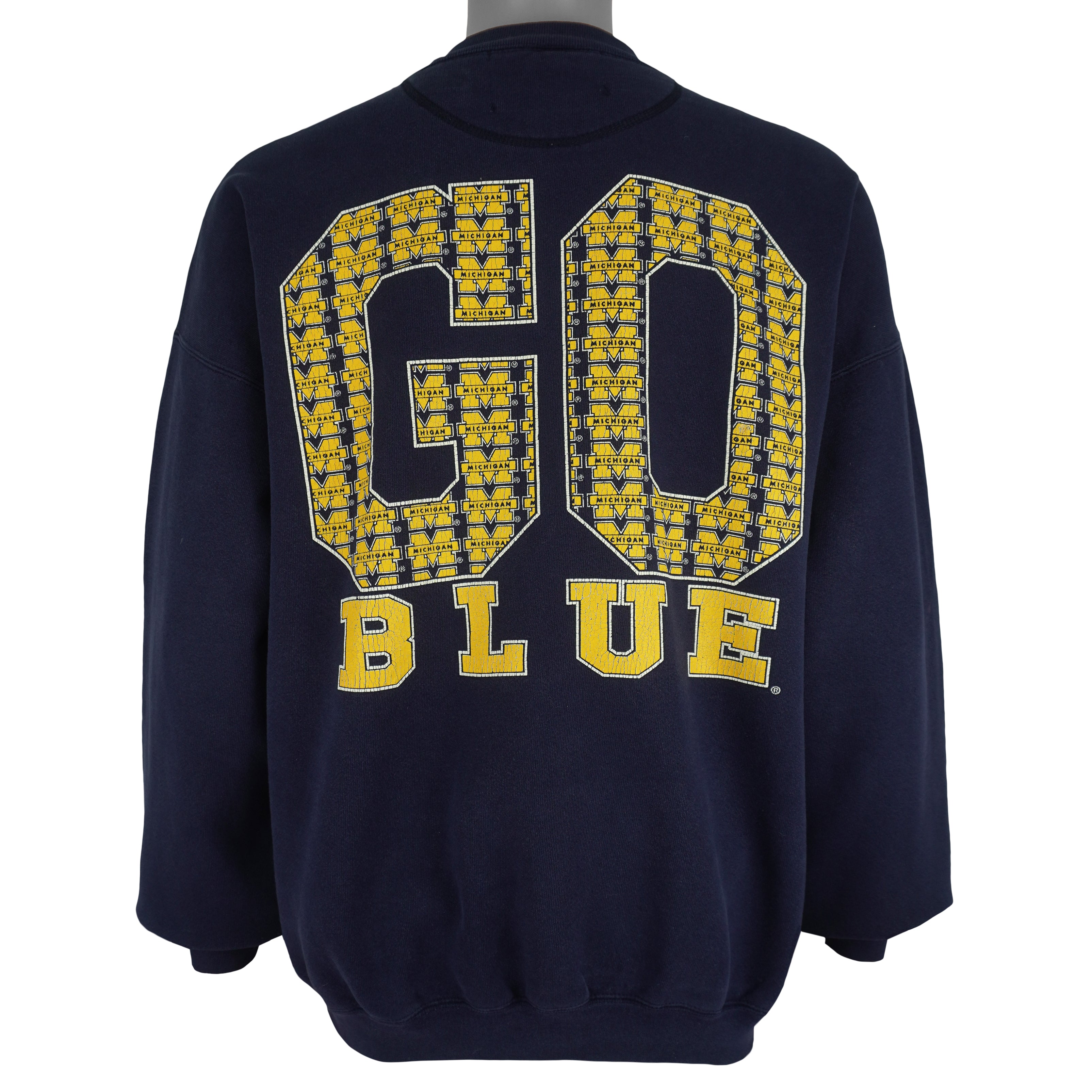 NCAA (Galt Sand) - Michigan Wolverines Go Blue Spell-Out Sweatshirt 1990s Large Vintage Retro