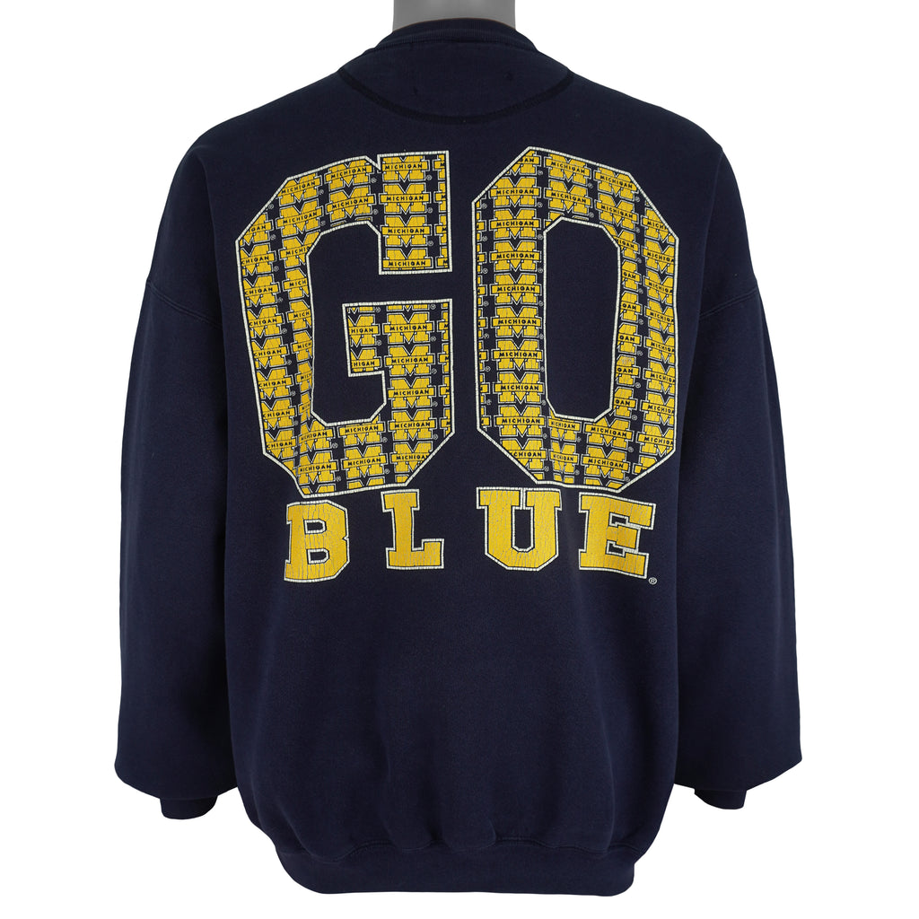 NCAA (Galt Sand) - Michigan Wolverines Go Blue Spell-Out Sweatshirt 1990s Large Vintage Retro