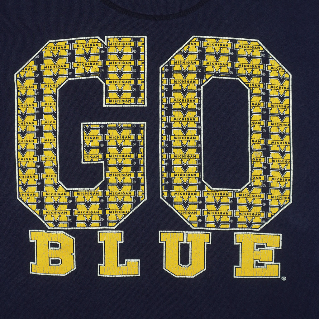 NCAA (Galt Sand) - Michigan Wolverines Go Blue Spell-Out Sweatshirt 1990s Large Vintage Retro