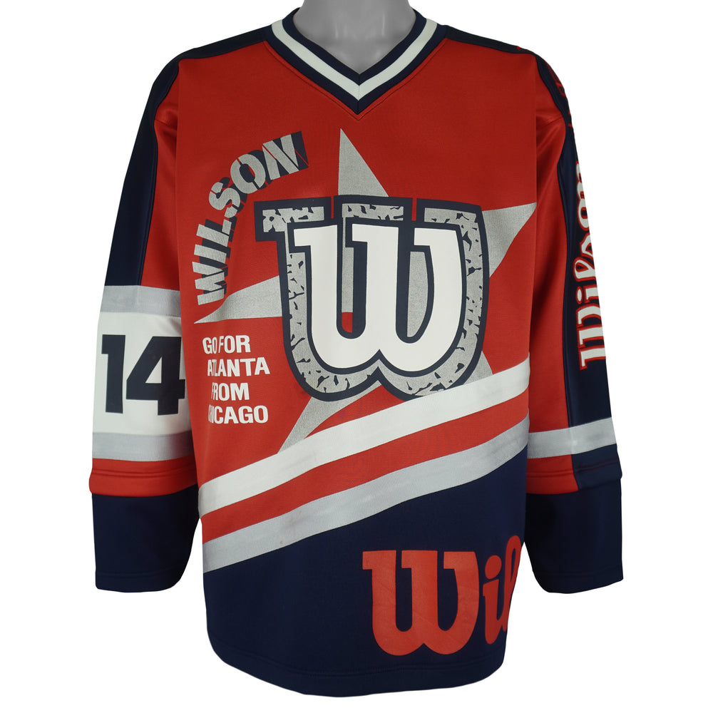 Wilson - Go For Atlanta From Chicago Spell-Out Hockey Jersey 1990s Large Vintage Retro