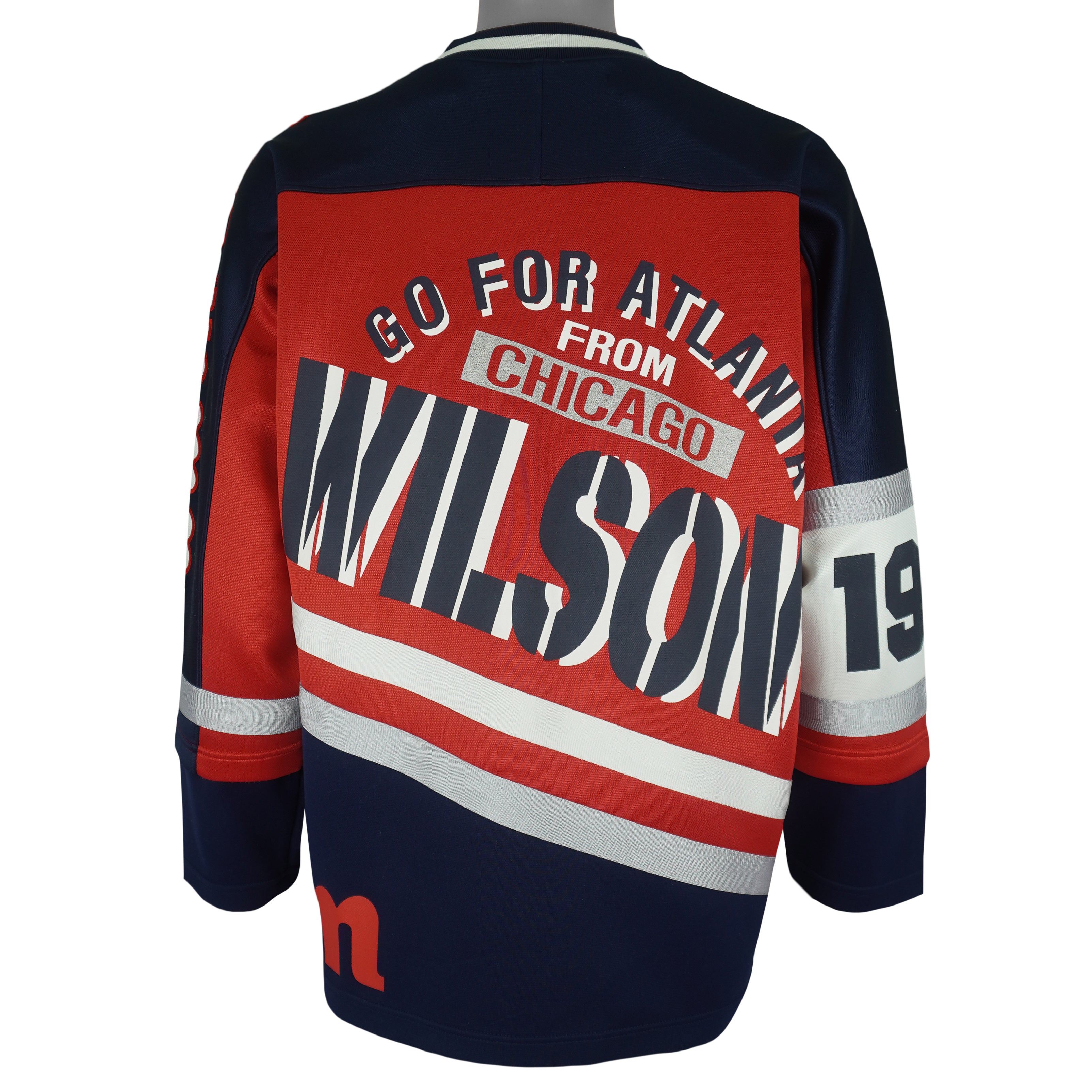 Wilson - Go For Atlanta From Chicago Spell-Out Hockey Jersey 1990s Large Vintage Retro