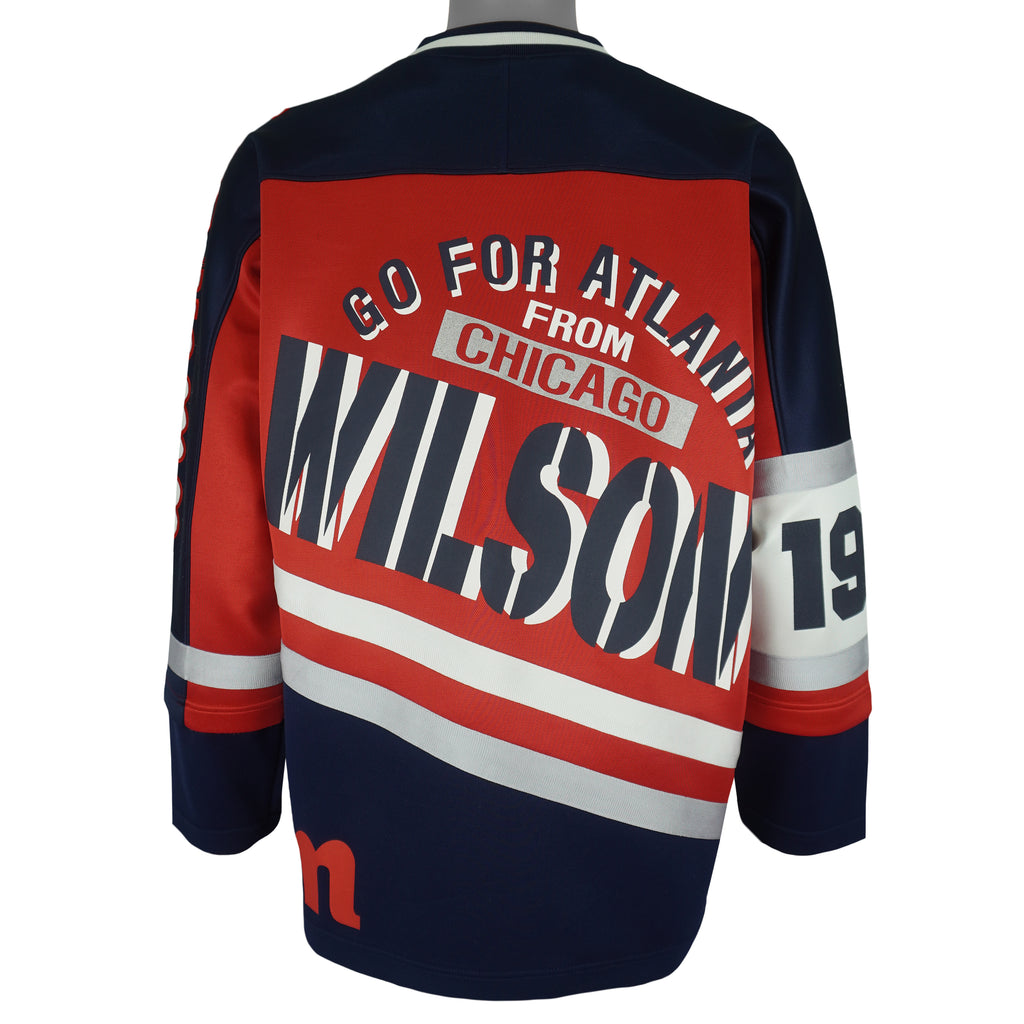 Wilson - Go For Atlanta From Chicago Spell-Out Hockey Jersey 1990s Large Vintage Retro