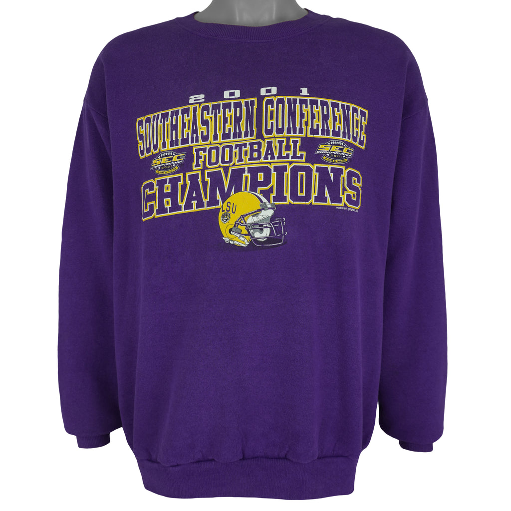 NCAA (Midwest) - LSU Tigers Champions Crew Neck Sweatshirt 2001 Large Vintage Retro