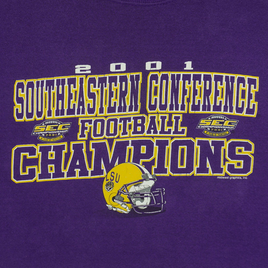 NCAA (Midwest) - LSU Tigers Champions Crew Neck Sweatshirt 2001 Large Vintage Retro