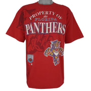 Starter - Property Of The Florida Panthers Big Spell-Out T-Shirt 1990s X-Large Vintage Retro Hockey