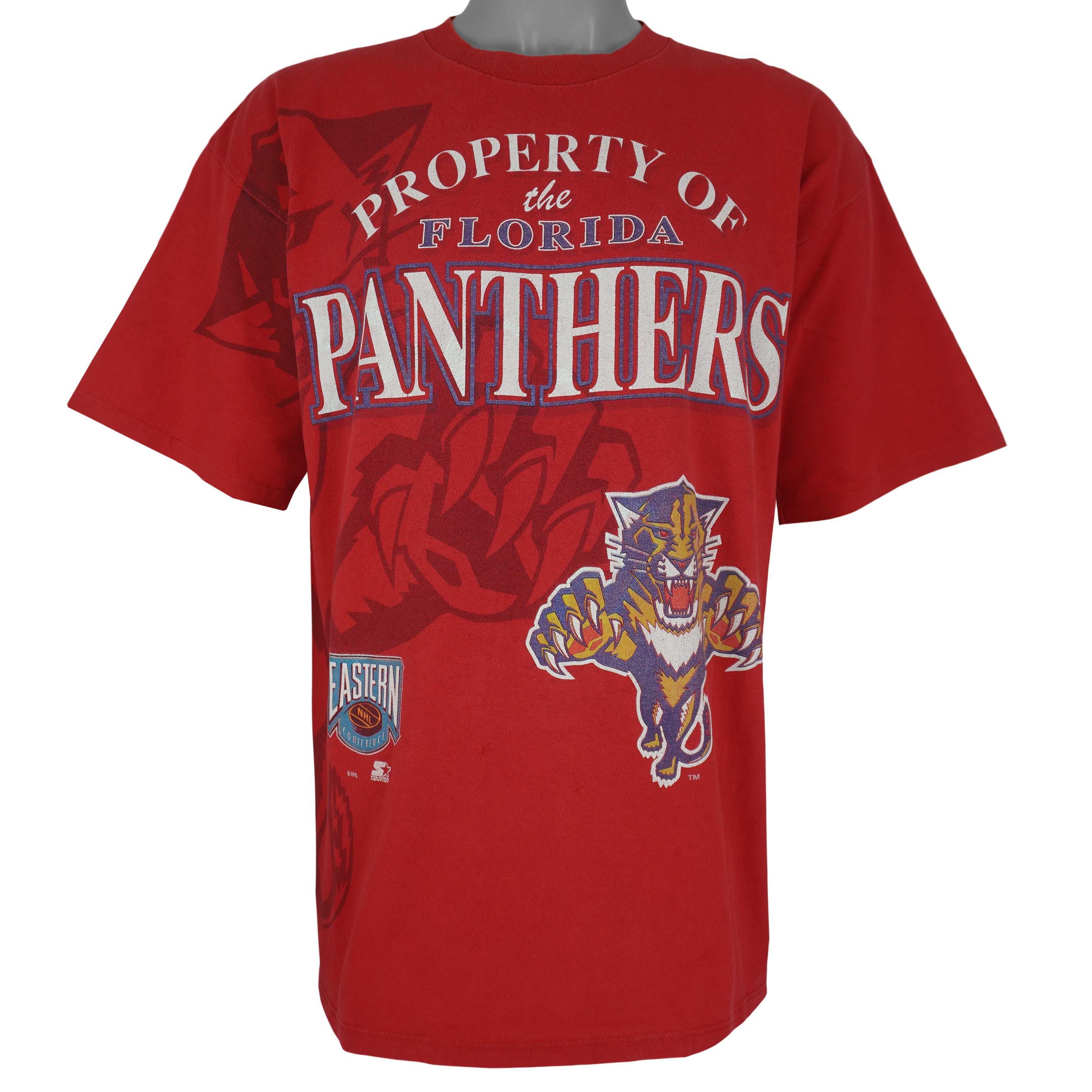 Starter - Property Of The Florida Panthers Big Spell-Out T-Shirt 1990s X-Large Vintage Retro Hockey