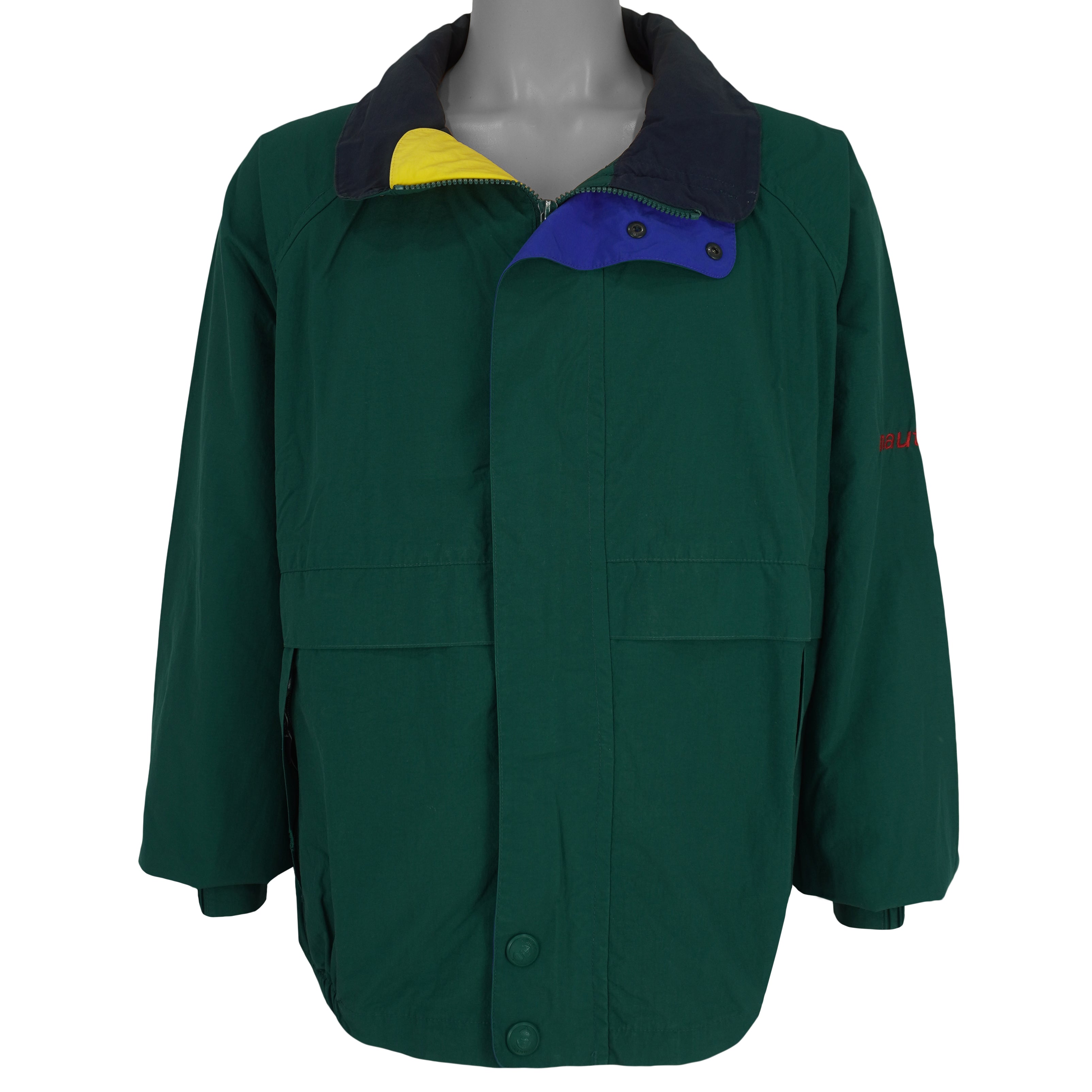 Nautica - Green Zip& Button Up Jacket 1990s X-Large Vintage Retro