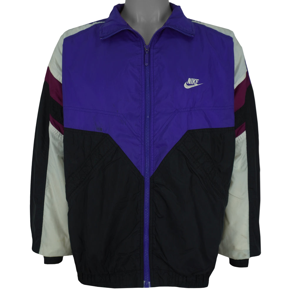 Nike - Purple & Black Colorblock Windbreaker 1990s Large Vintage Retro