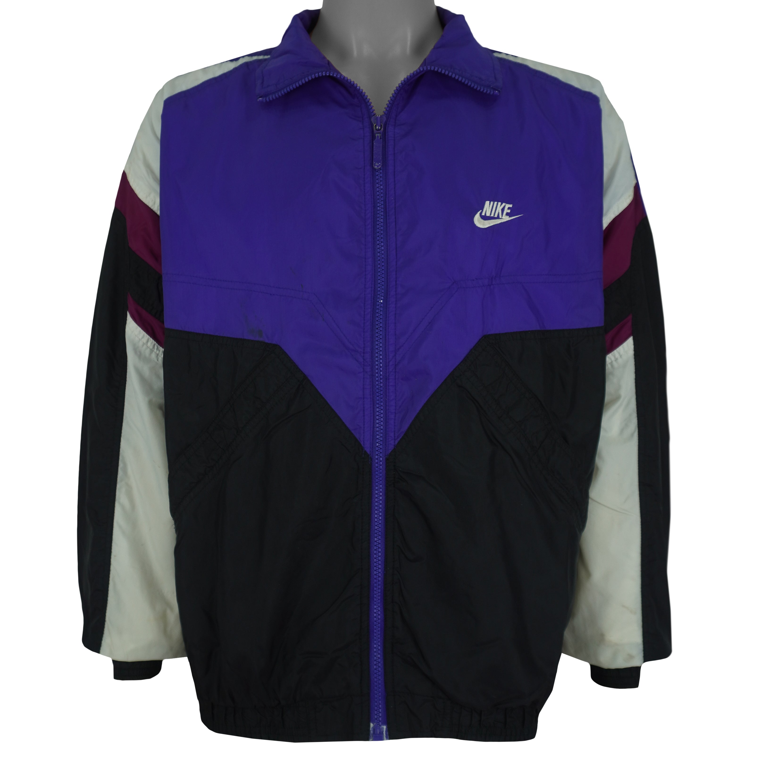 Nike - Purple & Black Colorblock Windbreaker 1990s Large Vintage Retro
