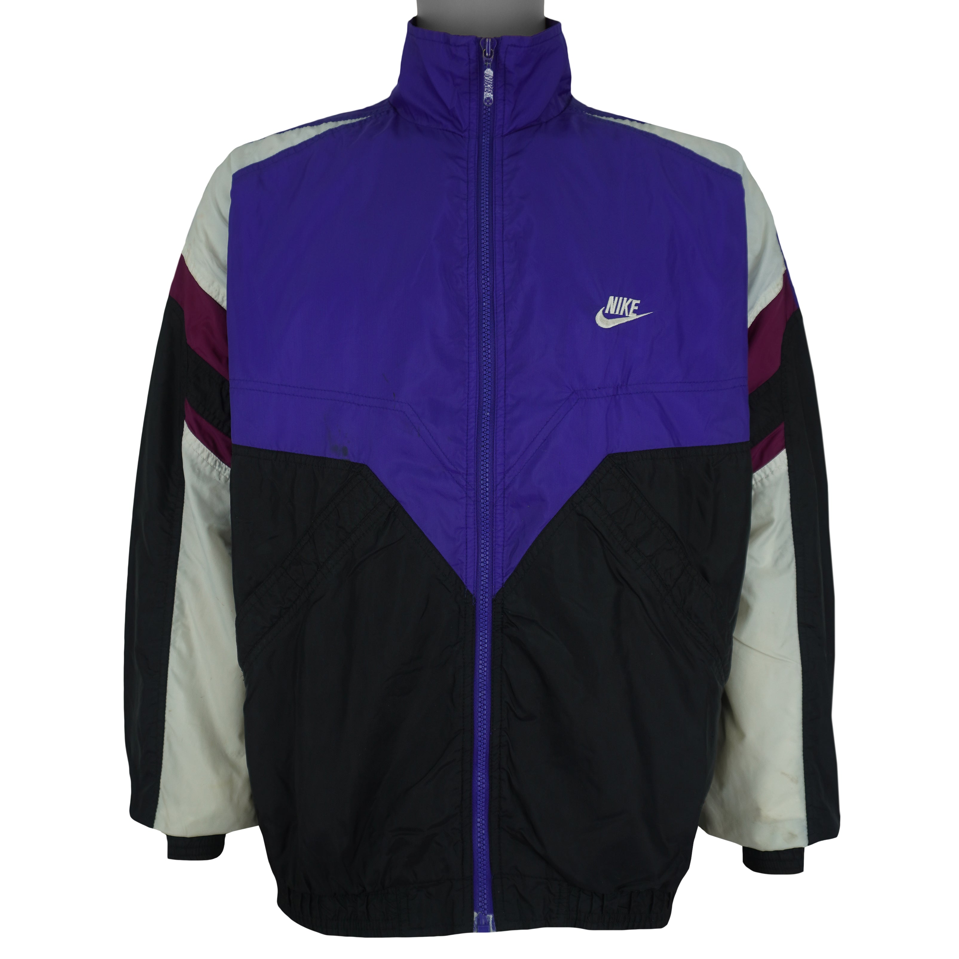 Nike - Purple & Black Colorblock Windbreaker 1990s Large Vintage Retro